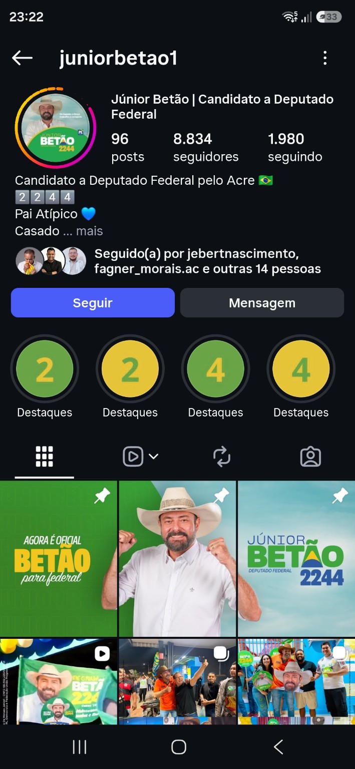 Capa do perfil do Instagram de Júnior Betão